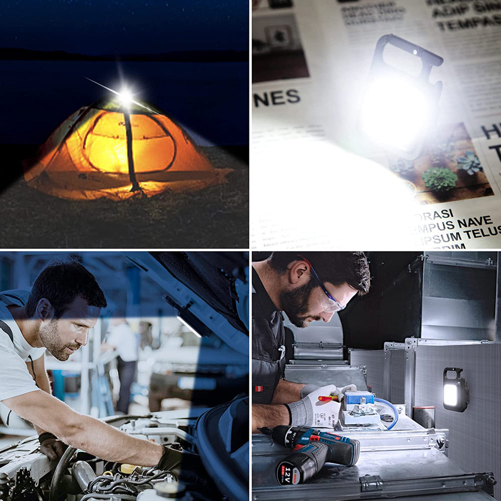 Μίνι φακός LED Μπρελόκ Φωτιστικό Πολυλειτουργικό Φορητό COB Φακοί Κάμπινγκ Φανοί φόρτισης USB Φανάρι εργασίας ψαρέματος 1+1