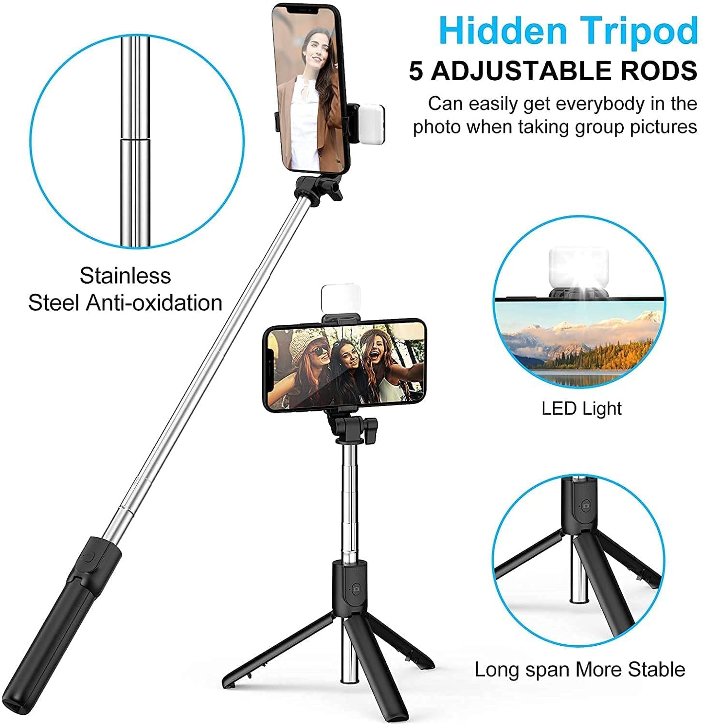 Exxelo R1s Ασύρματο Bluetooth Selfie Stick