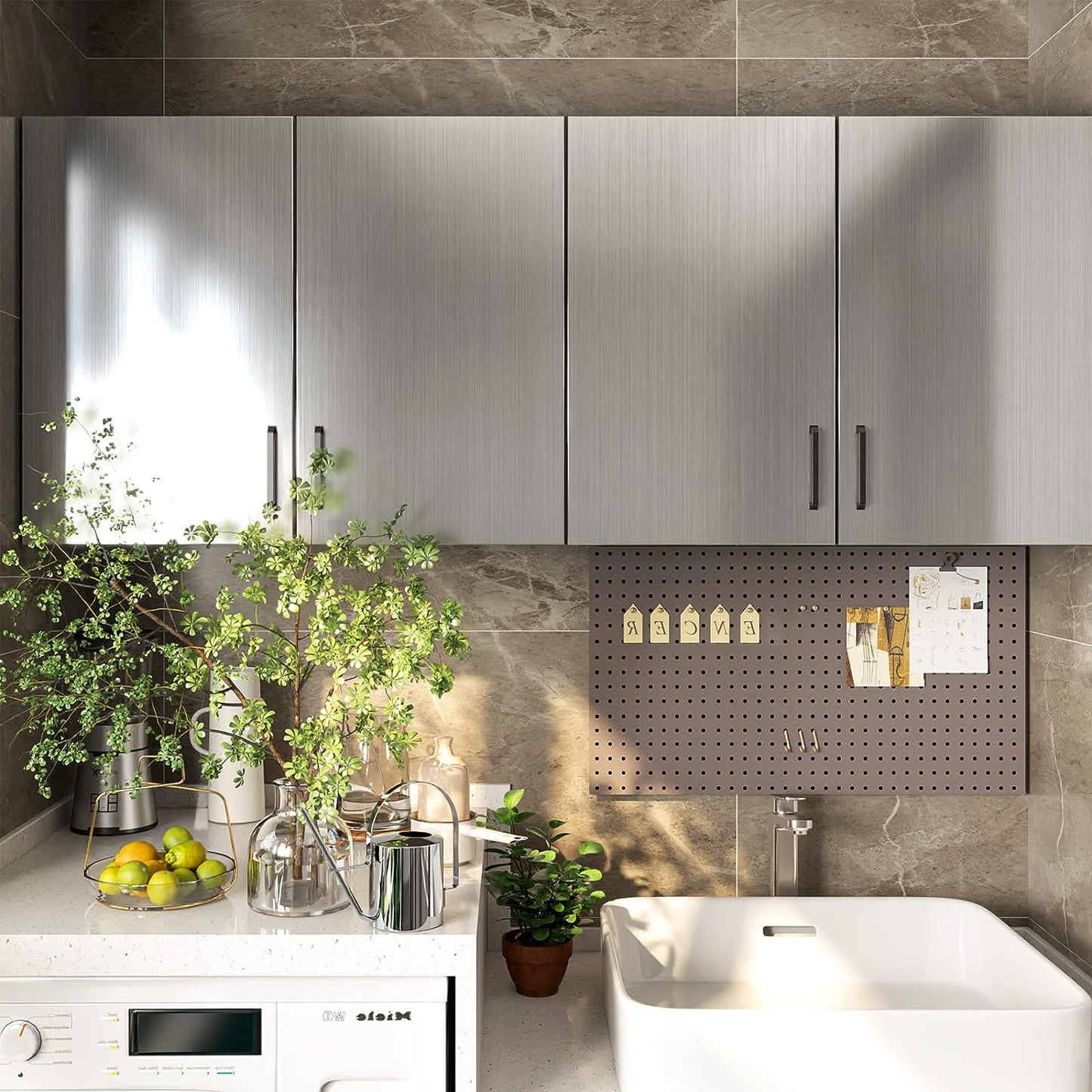 Αυτοκόλλητο φύλλο με μοτίβο από ανοξείδωτο χάλυβα για κουζίνα