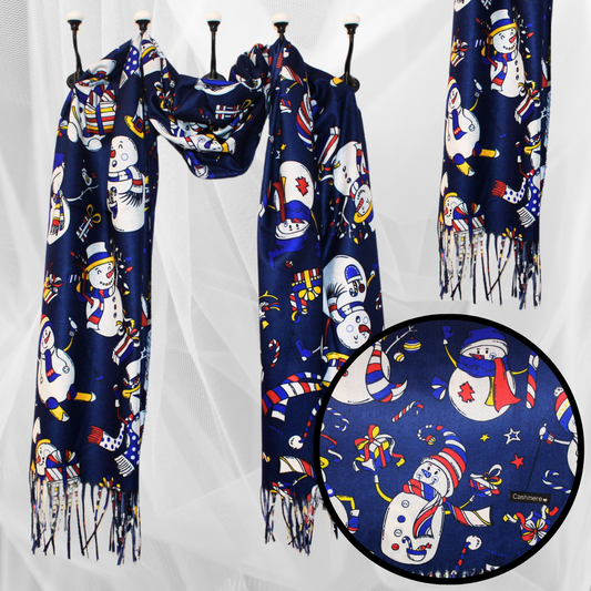 Κασμίρ Κασκόλ Χριστουγέννων με Σχέδιο Χιονάνθρωποι - Συλλογή KATY