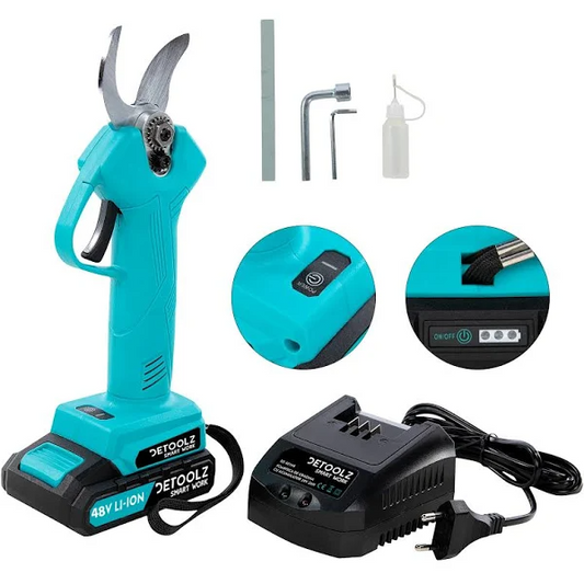 Ηλεκτρικό Ψαλίδι Κλαδέματος για Κήπο με 2 Μπαταρίες, 48V, 8Ah