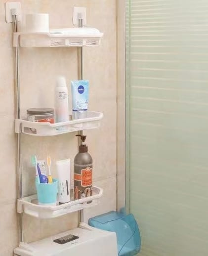 Υποστήριξη οργάνωσης μπάνιου 3 ράφια | Στήριγμα αποθήκευσης με ράφια για την τουαλέτα