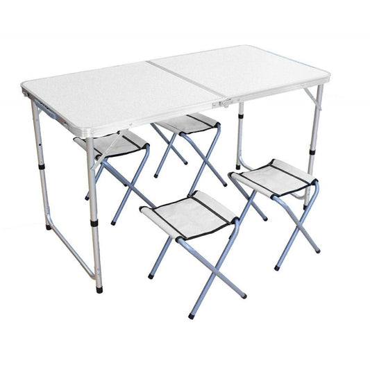 Φορητό πτυσσόμενο τραπέζι + 4 καρέκλες - για πικνίκ και κάμπινγκ, ρυθμιζόμενο ύψος