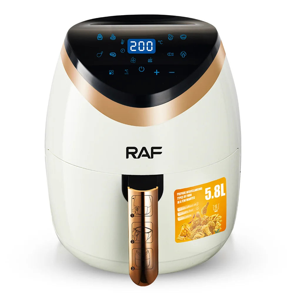 Προσφορά: Air Fryer Deluxe Χωρητικότητας 5.8L, 1500W, Κυκλοφορία Αέρα 360°, Οθόνη Αφής + Σετ 50 Χαρτιών Ψησίματος για το AirFryer