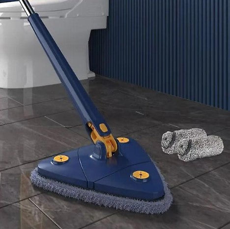 Πρωτοποριακή σφουγγαρίστρα CleanMaster, φορητή, ρυθμιζόμενη, 360 περιστροφή, τρίγωνο, μπλε τέσσερις εφεδρείες