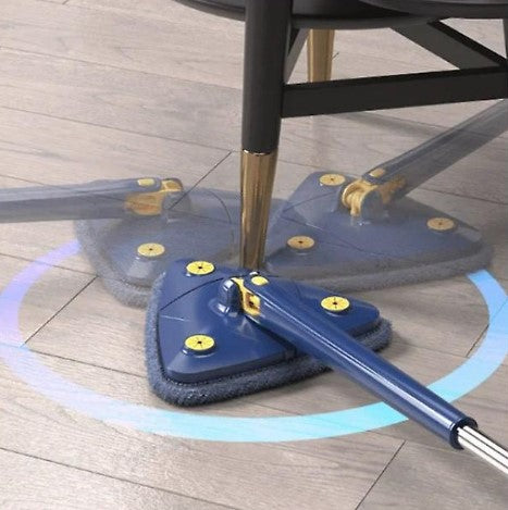 Πρωτοποριακή σφουγγαρίστρα CleanMaster, φορητή, ρυθμιζόμενη, 360 περιστροφή, τρίγωνο, μπλε τέσσερις εφεδρείες