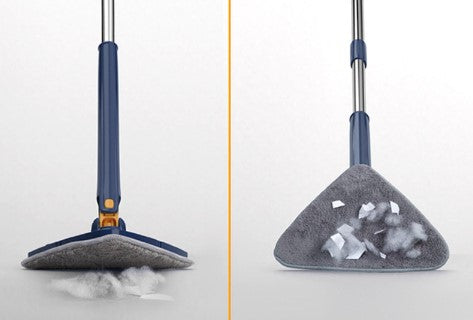 Πρωτοποριακή σφουγγαρίστρα CleanMaster, φορητή, ρυθμιζόμενη, 360 περιστροφή, τρίγωνο, μπλε τέσσερις εφεδρείες