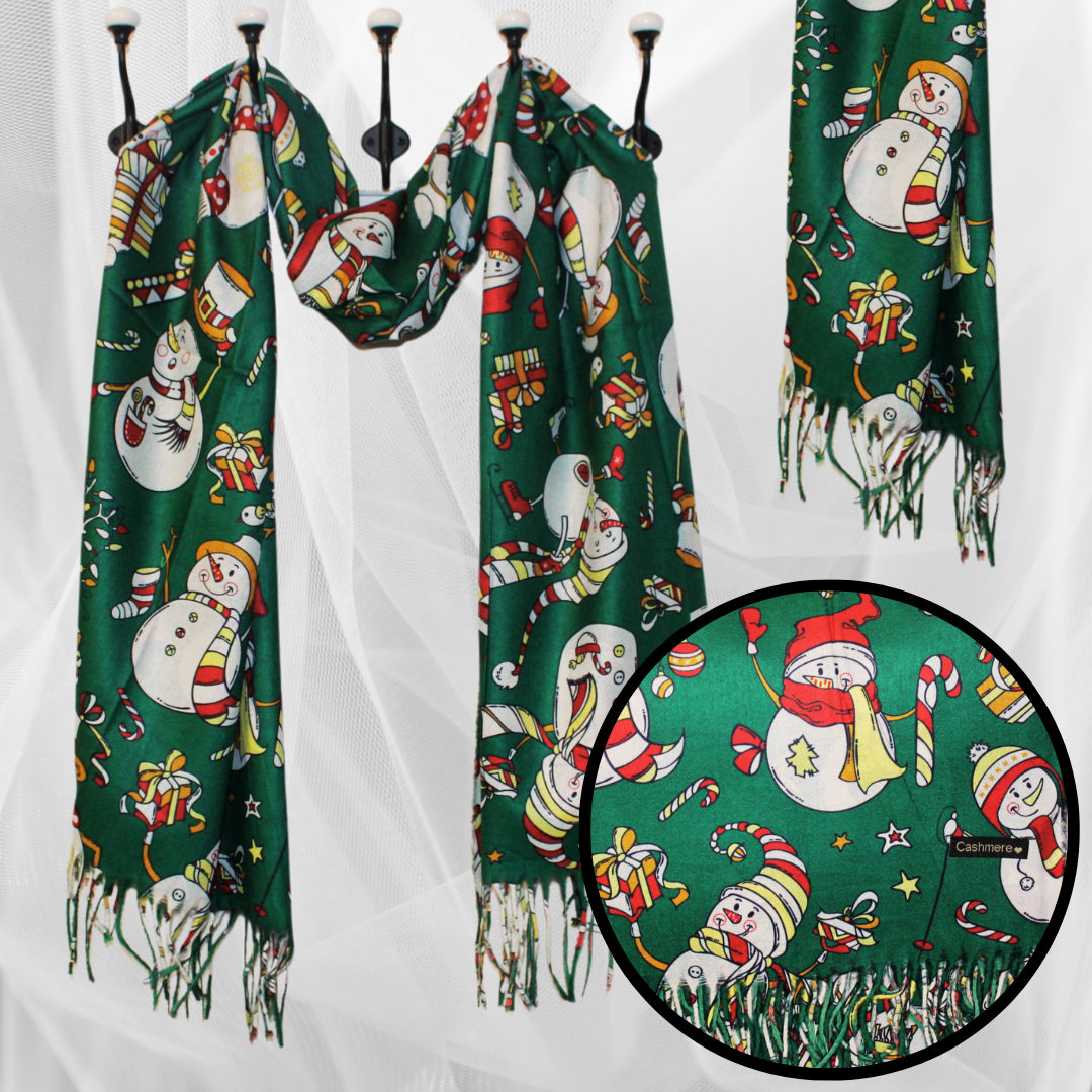 Κασμίρ Κασκόλ Χριστουγέννων με Σχέδιο Χιονάνθρωποι - Συλλογή KATY