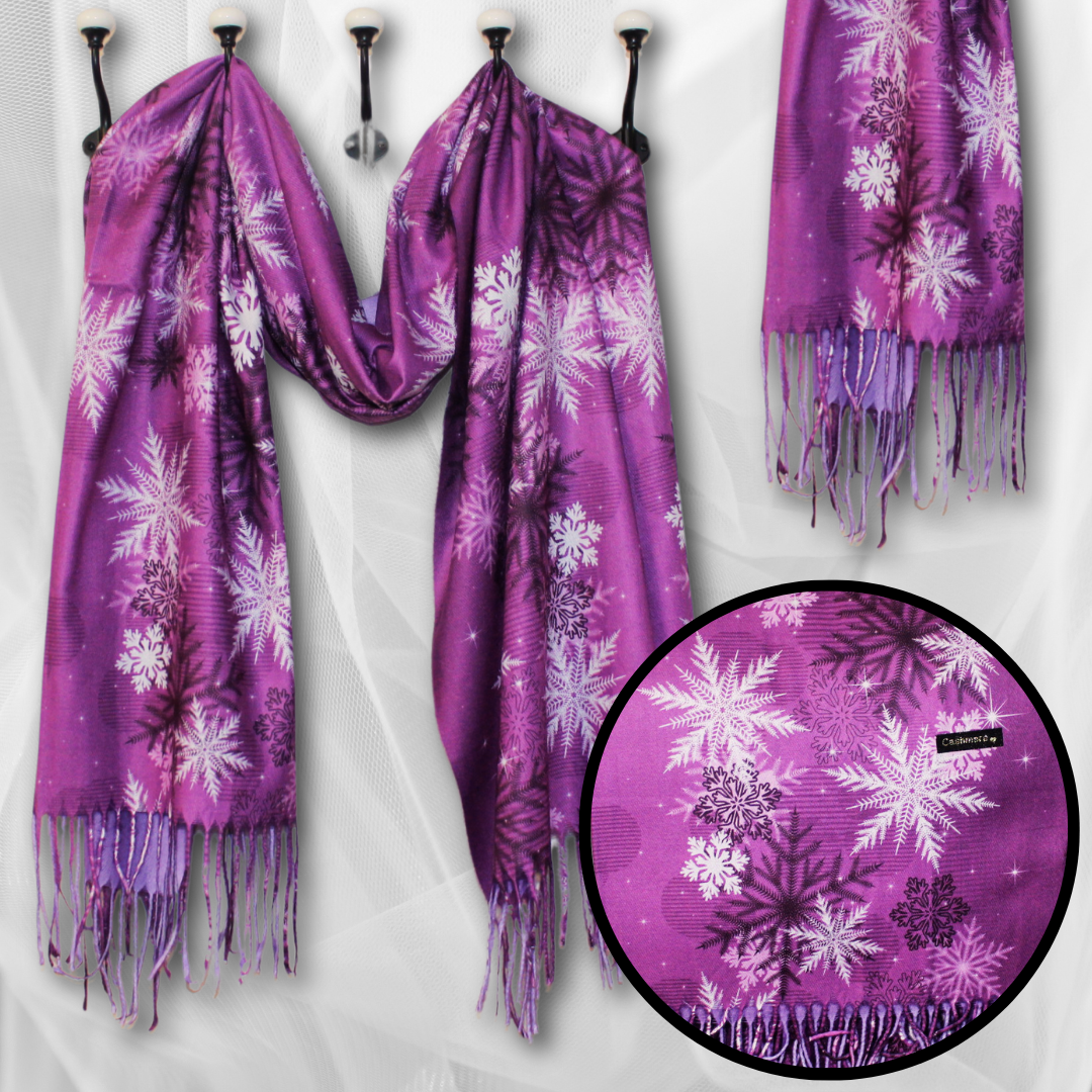 Κασμίρ Κασκόλ Χριστουγέννων με Σχέδιο Χιονονιφάδα - Συλλογή KATY