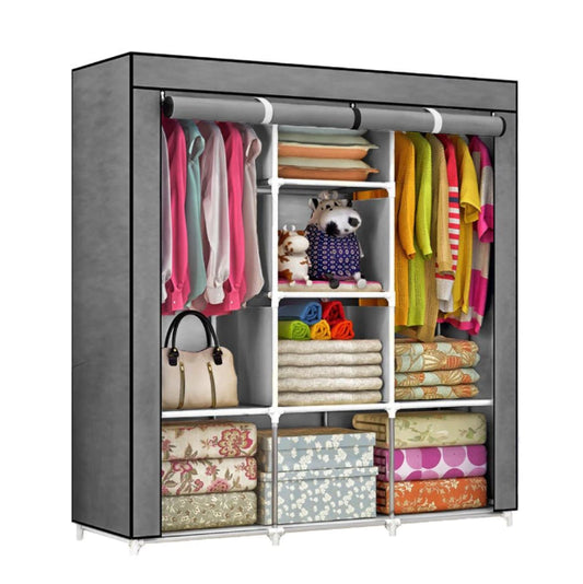 Ντουλάπα διπλή από υφαντική ύλη, Γκρι - 105x45x170 cm