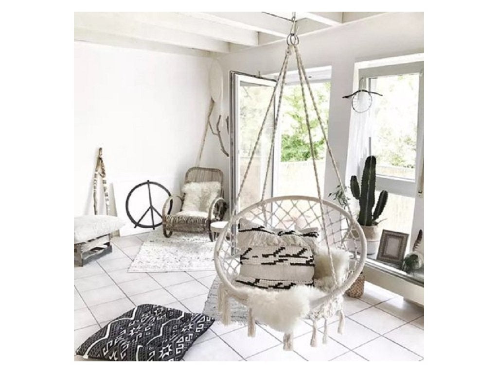 Κρεμαστό λίκνο με κρόσσια, λευκό, μέγιστο 150 κιλά