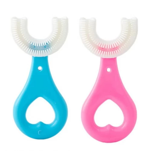 Σετ 3 x οδοντόβουρτσα σιλικόνης σε σχήμα U για μωρά, 2-6 ετών