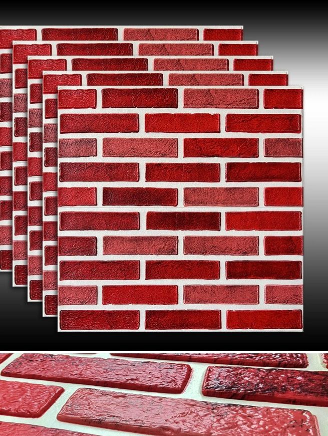 Ταπετσαρία Αυτοκόλλητη 3D με Υφή Τούβλου, 68 x 68 εκ., Πάχος 0.70 χιλ.