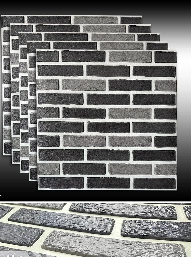 Ταπετσαρία Αυτοκόλλητη 3D με Υφή Τούβλου, 68 x 68 εκ., Πάχος 0.70 χιλ.