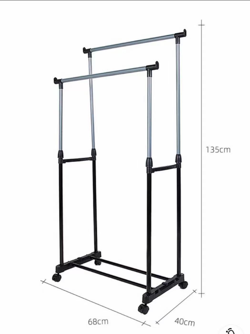 Κινητό διπλό μεταλλικό στήριγμα για ρούχα - ύψος 160 cm
