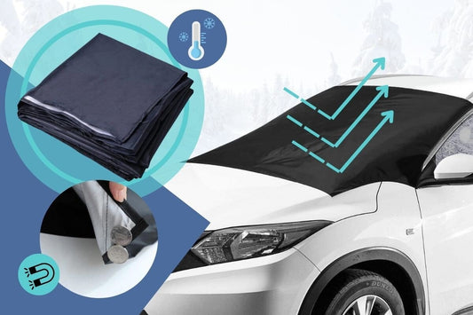 Έξυπνο προστατευτικό κάλυμμα παρμπρίζ, 1+1 ΔΩΡΕΑΝ, 144x70 cm, μαύρο
