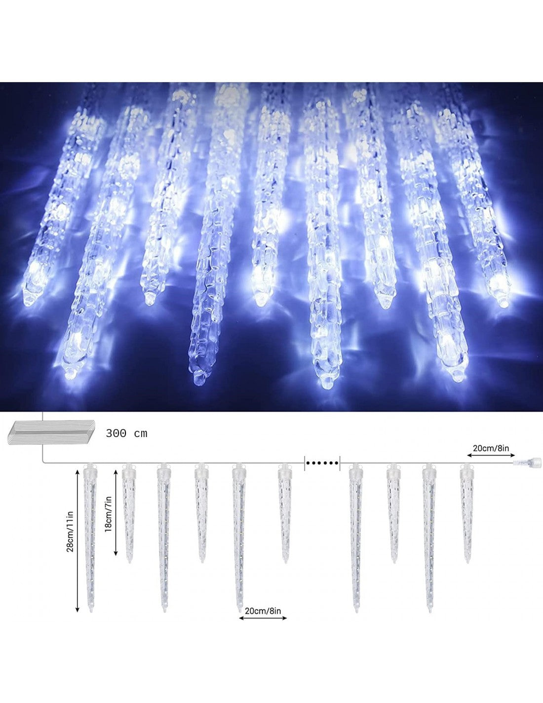 Τοποθέτηση παγοκύβων με LED, 3M, διασυνδεόμενη, IP44, διάφορα χρώματα