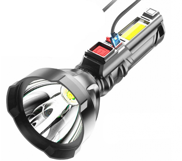 Φακός BL-830 με φόρτιση USB, 3 τρόπους λειτουργίας, μαύρος
