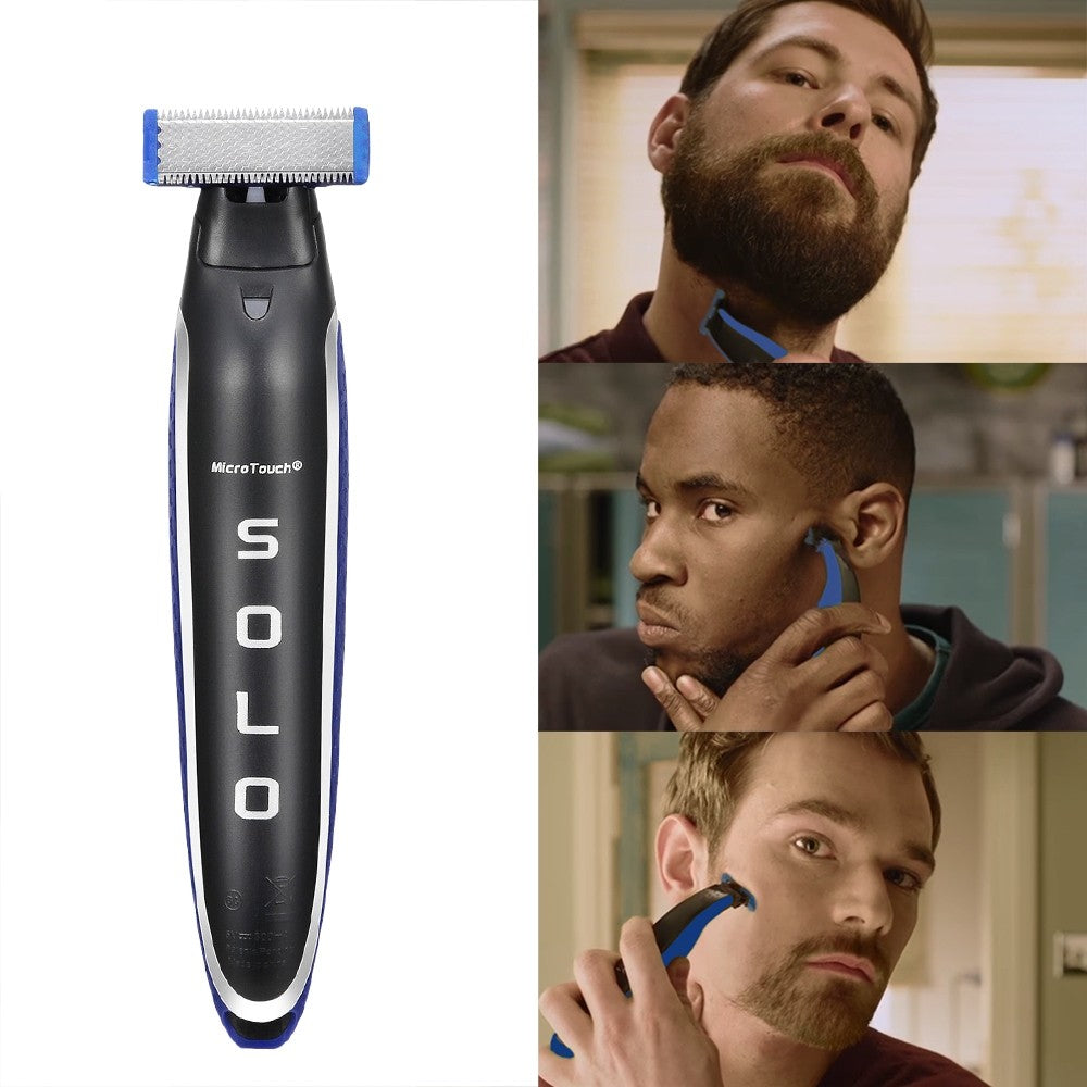 Σχηματιστής γενειάδας MicroTouch Solo, Μέγιστη ακρίβεια, Περιστρεφόμενη κεφαλή, ενσωματωμένη λάμπα LED, μαύρο