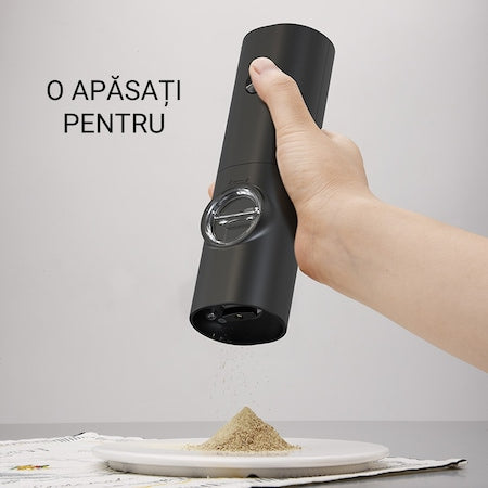 Ηλεκτρικός μύλος πιπεριάς, ABS, Ένδειξη LED, Φόρτιση USB, 70ml, Μαύρο