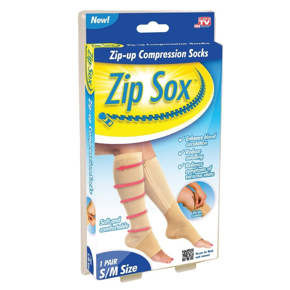 Κάλτσες Zip Sox με φερμουάρ, για τόνωση της κυκλοφορίας, κατά των κιρσών, γενικού μεγέθους