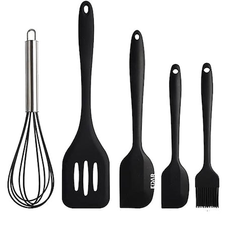 Σετ 5 κουζινικά σκεύη σιλικόνης, μαύρο