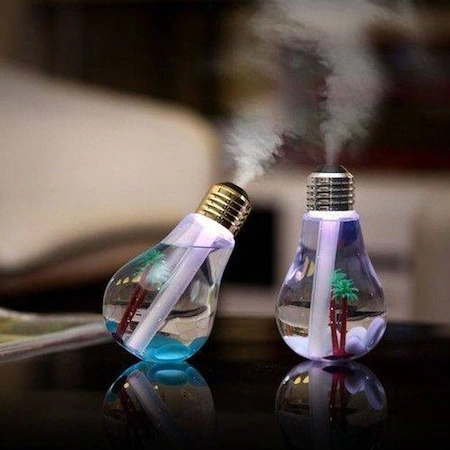 Μηχάνημα Αρωματοθεραπείας - Σχήμα βολβού, RGB, 400 ml, Υγραντήρας, Καθαριστής αέρα, USB, Διαφανές