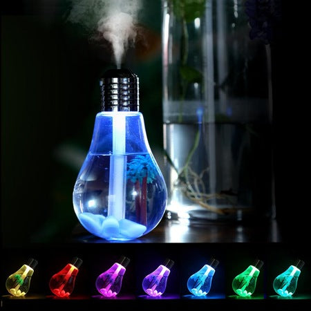 Μηχάνημα Αρωματοθεραπείας - Σχήμα βολβού, RGB, 400 ml, Υγραντήρας, Καθαριστής αέρα, USB, Διαφανές