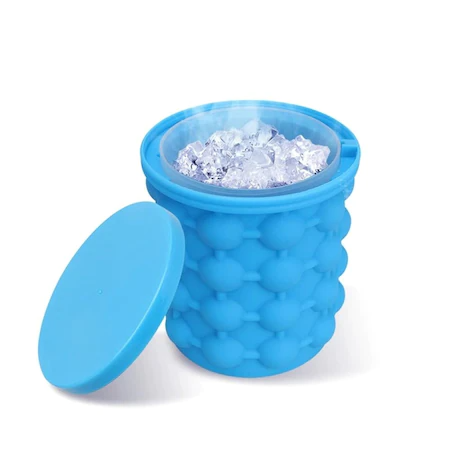 Παγωτομηχανή σιλικόνης Smart Ice Cube Maker, περιλαμβάνεται καπάκι, 120 κύβοι, μπλε, 14x12 cm