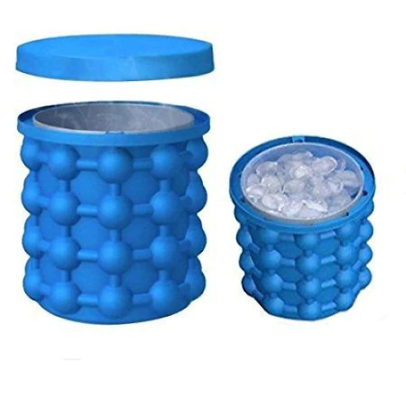 Παγωτομηχανή σιλικόνης Smart Ice Cube Maker, περιλαμβάνεται καπάκι, 120 κύβοι, μπλε, 14x12 cm