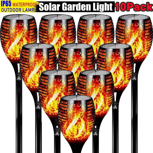 ΣΕΤ 10 τεμαχίων Κέικ LED με ηλιακό, εφέ φλόγας, ανατολίτικο σχέδιο, ύψος 52 cm