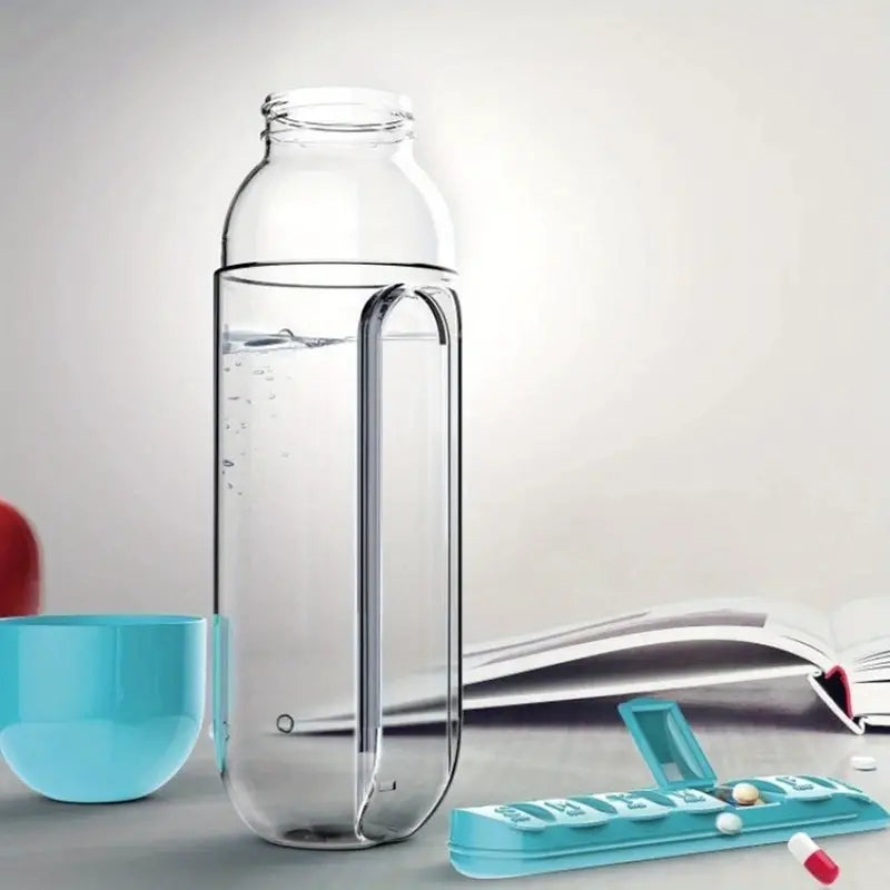Μπουκάλι νερού με οργάνωση φαρμάκων, 600ml, πολύχρωμο