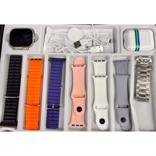 ετ Δώρου Smartwatch - YY02, 7 Βραχιόλια, Ασύρματη Φόρτιση και Ακουστικά Bluetooth