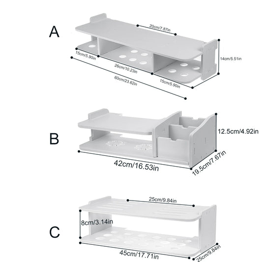 Ράφι 2 επιπέδων, στήριγμα τοίχου χωρίς διάτρηση, για δρομολογητή, TV Box, Mini PC, DVD Player
