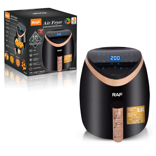 Προσφορά: Air Fryer Deluxe Χωρητικότητας 5.8L, 1500W, Κυκλοφορία Αέρα 360°, Οθόνη Αφής + Σετ 50 Χαρτιών Ψησίματος για το AirFryer