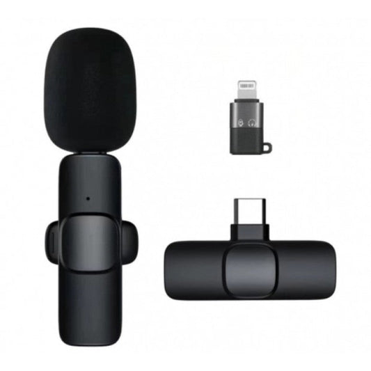 K8 Ασύρματο μικρόφωνο Lavalier Τύπος USB Type C/iPhone ή υποδοχή Android, μαύρο