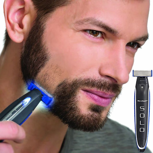 Σχηματιστής γενειάδας MicroTouch Solo, Μέγιστη ακρίβεια, Περιστρεφόμενη κεφαλή, ενσωματωμένη λάμπα LED, μαύρο