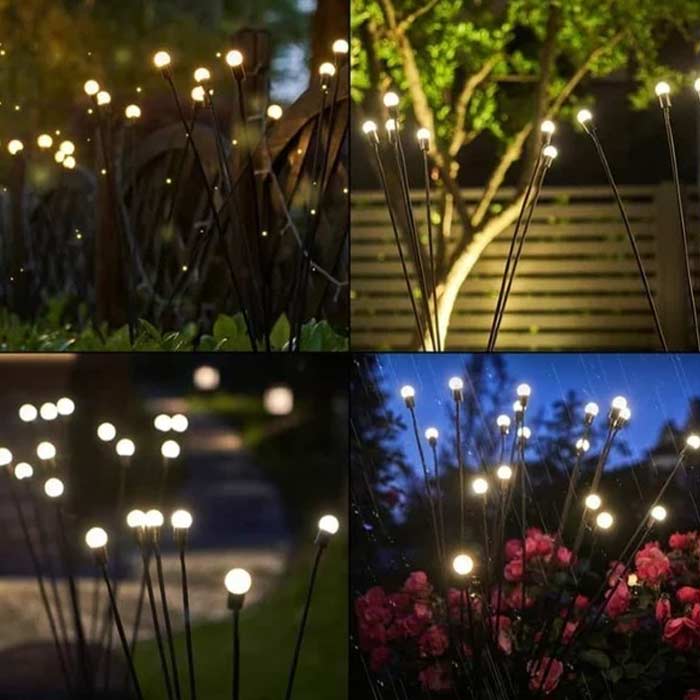 Ηλιακός λαμπτήρας κήπου με 6 LED, Firefly, ζεστό λευκό