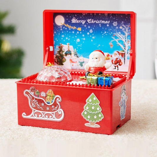 Μουσικό κουτί του Άη Βασίλη με φωτισμένο προβολέα, χριστουγεννιάτικη μουσική και διακοσμητικά, Rosie