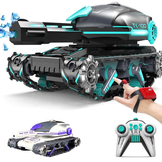 Τηλεχειριστήριο αυτοκίνητο-παιχνίδι, τύπου τανκ, που εκτοξεύει μπάλες νερού, μαύρο/μπλε