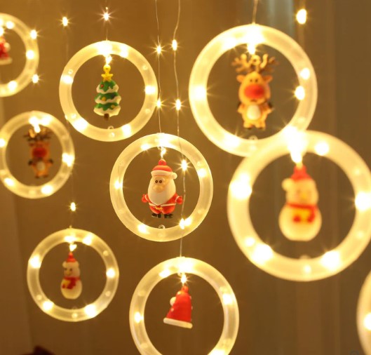 Τοποθέτηση LED τύπου κουρτίνας με 10 ειδώλια LED για τα Χριστούγεννα, 3M