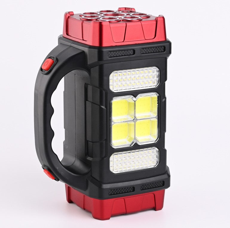 Φορητός φακός LED, με ηλιακή φόρτιση, USB, κόκκινος