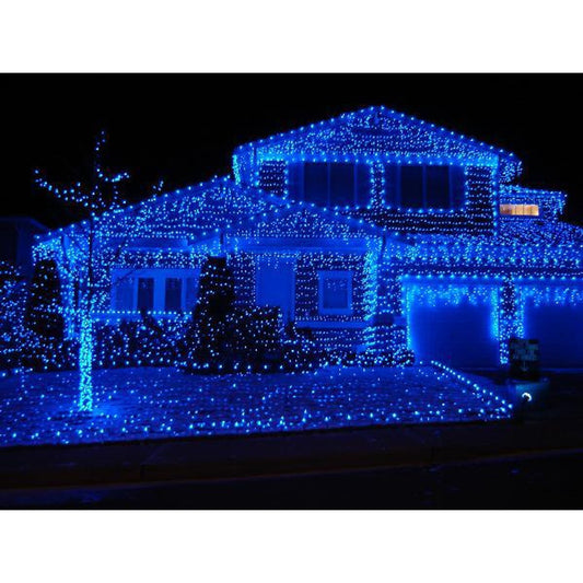 Χριστουγεννιάτικη εγκατάσταση με γραμμικές μπαταρίες, 2 σετ φωτάκια, διάφανο σύρμα, 1M, 10 LED, μπλε