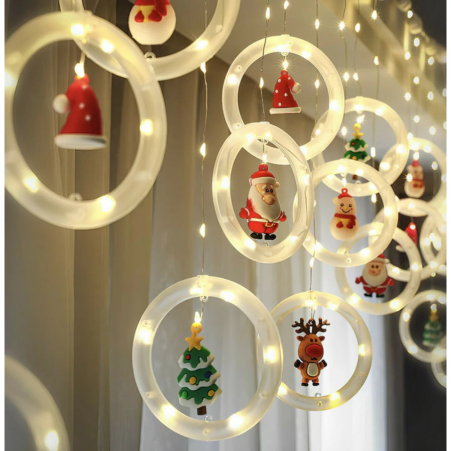 Τοποθέτηση LED τύπου κουρτίνας με 10 ειδώλια LED για τα Χριστούγεννα, 3M