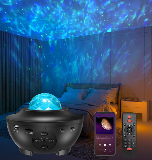 Προβολέας LED 'Galaxy Projector' με ηχείο και τηλεχειριστήριο, μαύρος