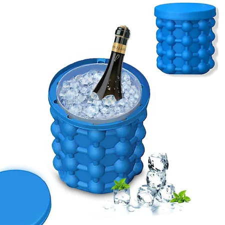 Παγωτομηχανή σιλικόνης Smart Ice Cube Maker, περιλαμβάνεται καπάκι, 120 κύβοι, μπλε, 14x12 cm
