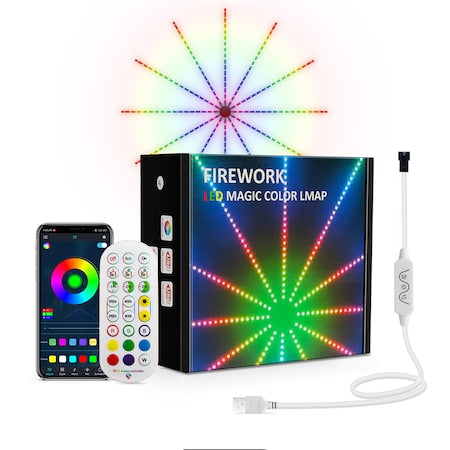 Έξυπνα φώτα LED τύπου πυροτεχνημάτων, RGB, μουσική, τηλεχειριστήριο και έλεγχος smartphone, πολύχρωμα