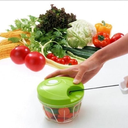 Χειροκίνητος κόφτης λαχανικών με 3 μαχαίρια, πράσινος